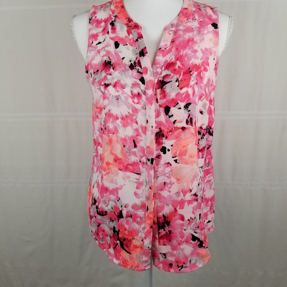 Apt 9 sleeveless hidden buttons front blouse PM